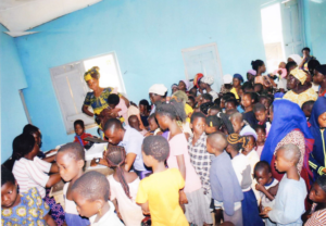 Children attend a clinic outreach program